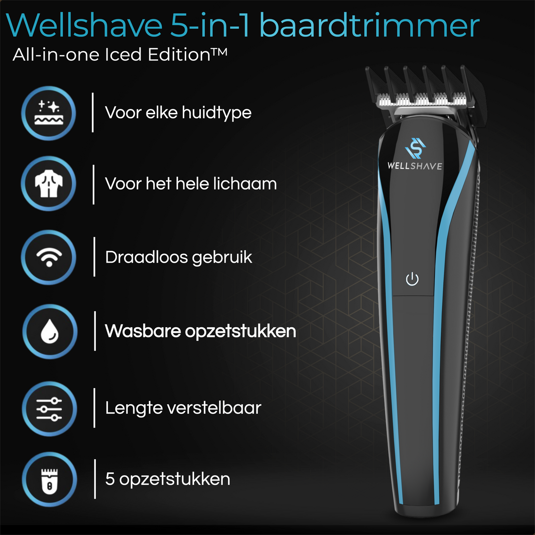 Wellshave® 5-in-1 Baardtrimmer Man Shaper Iced™